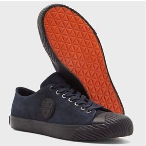 TED BAKER Arata Men's Navy Blue Suede Lace-Up Low Cap Toe Sneakers - 43 EUR & 10